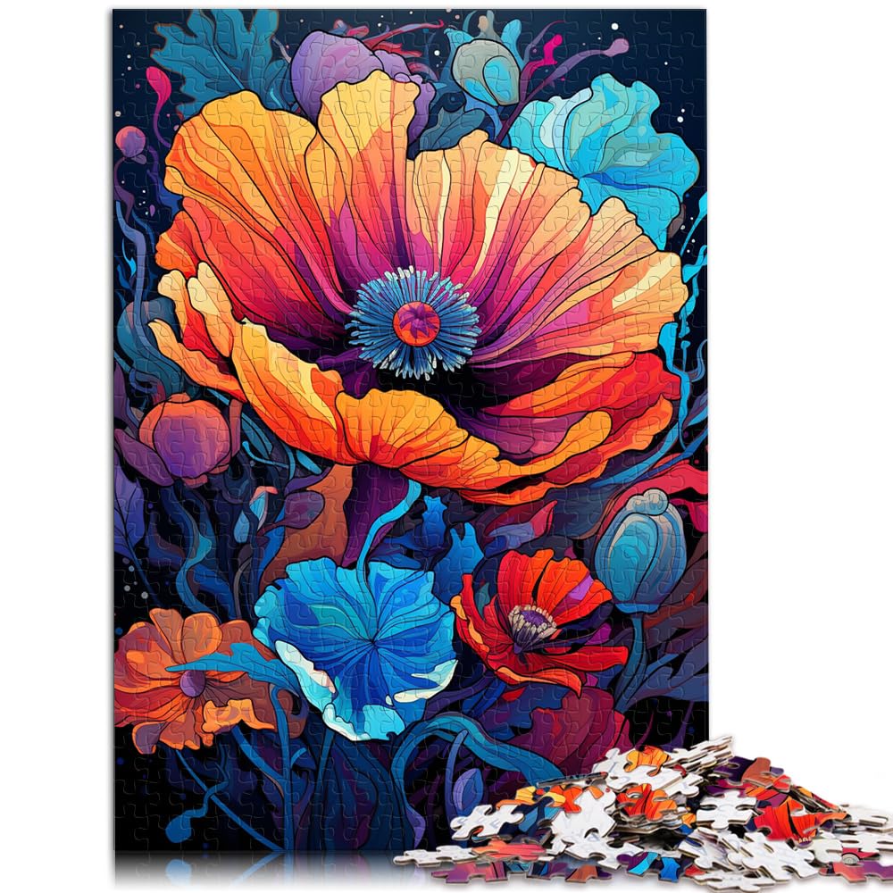 Puzzle-Geschenk, psychedelische Malerei, Mohnblumen, 1000 Teile, Puzzle für Erwachsene, Holzpuzzle zum Stressabbau, schwierige Herausforderung, 1000 Teile (50 x 75 cm)