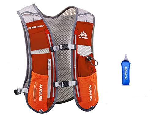 AONIJIE 5L Multifunktionale Ultrleicht Fahrradrucksack/Trinkrucksack Getränketasche mit 500ML Trinkflasche für Wandern, Training, Laufen, Klettern (Orange)