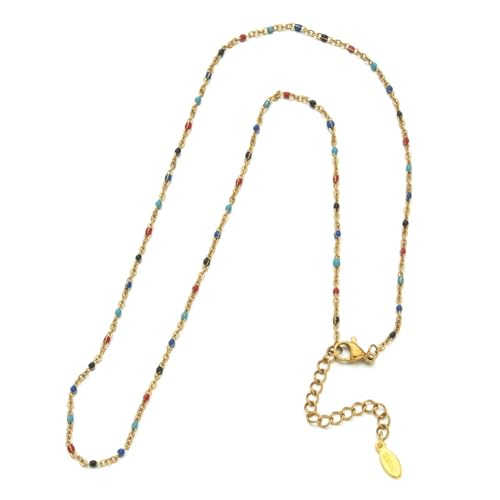 Belachick Retro Halskette Ketten Schmuck Herren Frauen Anhänger Necklace Dünne Kette Mit Farblich Passenden Einzigartigen Perlen Für Hochzeits Kd121-Regenbogen