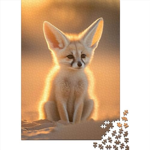 Baby Fennek Fuchs 1000 Teile Puzzle für Erwachsene, Geschenke aus Holz, ganze Familie und die (Größe 75 x 50 cm)