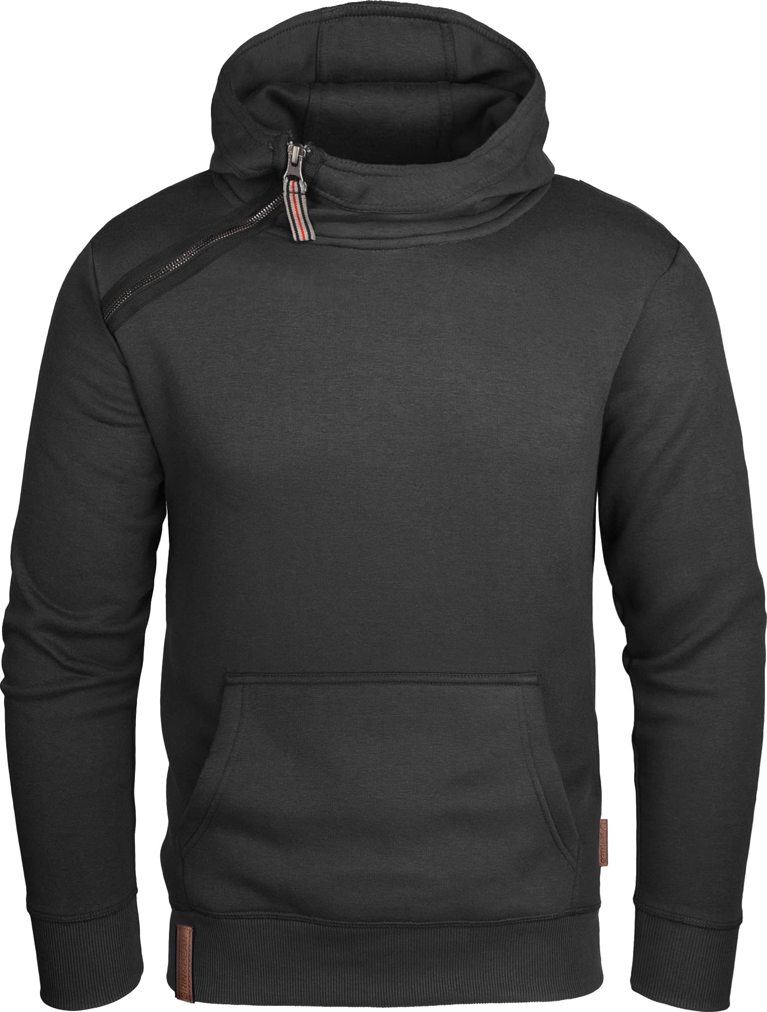 Grin&Bear Herren Kapuzenpullover mit schräg Zip schwarz, XL, GEC435