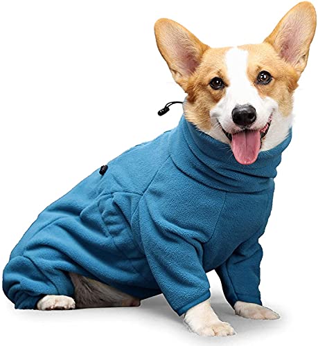 GYYJW Haustier Kleidung, Winter Hund Vierbeine Jumpsuit Mantel Anti-Haar Winddicht Hundemantel Kaltes Wetter Hundehemd für Kleine Mittlere Große Hunde (Mblau)