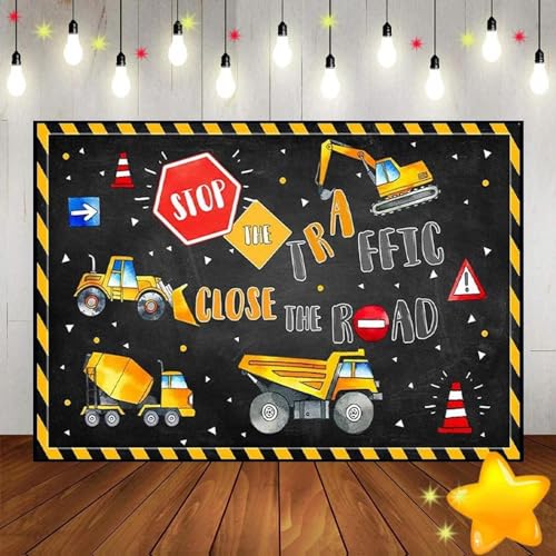 Bauwesen Thema Alles Gute zum Geburtstag Muldenkipper Bagger Kinder Hintergrund Fotografie Hintergründe Dekoration Foto Party Banner 210X150cm