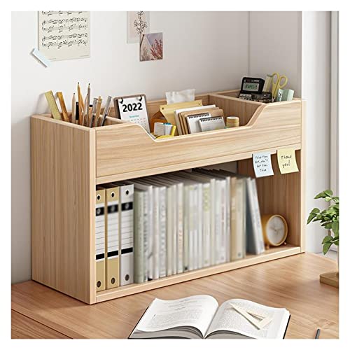 Bücherregal Holz Schreibtisch-Bücherregal-Organizer 2-stufiger Schreibtisch-Organizer Regal Büroregale Lagerregal Kleines Kinderbücherregal Ausstellungsständer Regal für Wohnzimmer, Home Office