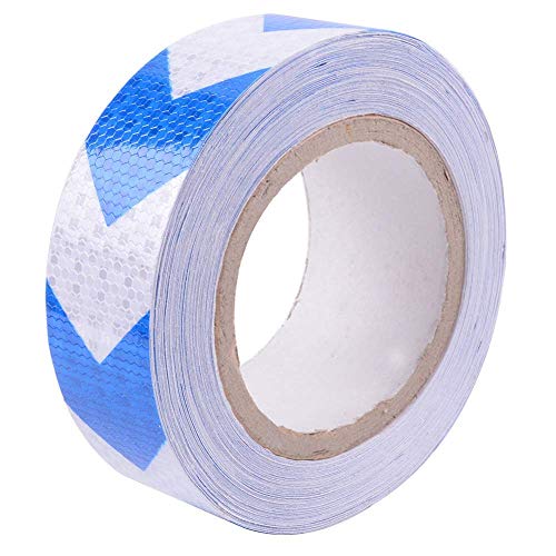 Reemky Sicherheit Reflektierende Warnblinker Pfeil Band Reflektor Aufkleber Blau und Weiß Länge Optional 2" x 148ft(5CMx45M)