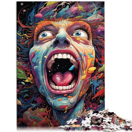 Puzzles, farbenfrohes Kunstmonster, 1000-teiliges Holzpuzzle, lustige Aktivitäten zu Hause, Geburtstagsgeschenk, Reisegeschenk, 1000 Teile (50 x 75 cm)