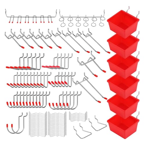 Sizoriruk 121 Stück Haken Set, Zubehör mit Metallhaken, Stecktafel Organizer Zubehör, Behälter