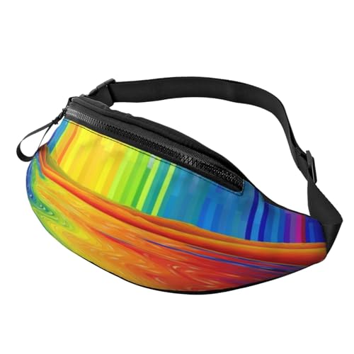 Rainbow Striped Fanny Pack-Lightweight Waist Bag for Travel and Daily Use, Regenbogengestreift, Einheitsgröße