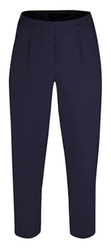 Robell Style MARIE07 - Capri Stoffhose Damen high Waist - Caprihose Power Stretch - Bengaline Hose mit Schlitz am Saum - Bitte eine Größe Kleiner bestellen - Marine, 46