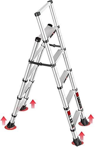 RASOANOA Teleskopleiter, Aluminium-Teleskopleiter, Tragkraft 330 lb, 4,3 ft / 5,3 ft / 6,6 ft, leichte, tragbare ausziehbare Leiter, Reparatur von Deckenleuchten und Reparatur des Dachs Ambitious