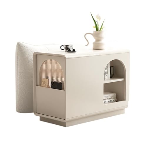 FUHAI-666 Massivholz Creme Wind Sofa Seite Beistelltisch Moderne Einfache Haushalt Couchtisch Seite Schrank Lagerregale Schrank(Cream,30x80x60cm)