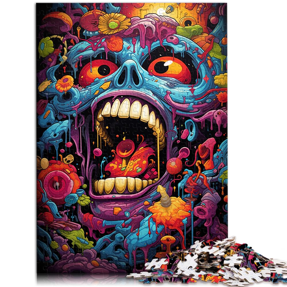 Puzzle-Geschenk, Malerei, Bunte Totenkopfkunst, für Erwachsene, 1000-teiliges Puzzle, Holzpuzzle als Geschenk für die ganze Familie, 1000 Teile (50 x 75 cm)