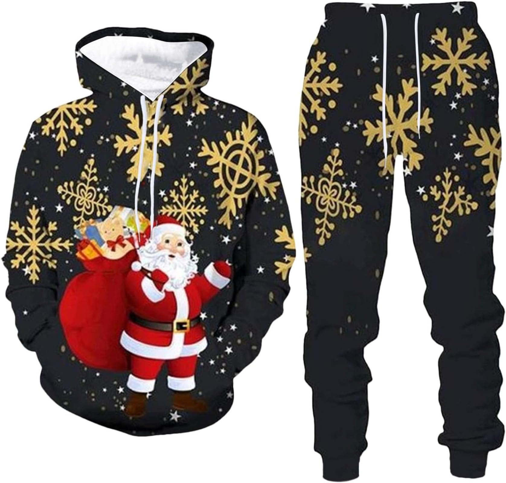 Men Christmas Fashion Casual Sweater Pants Sports Jogging Suit Athletic Sports Shirts and Pants Set (Weihnachten3,XL)