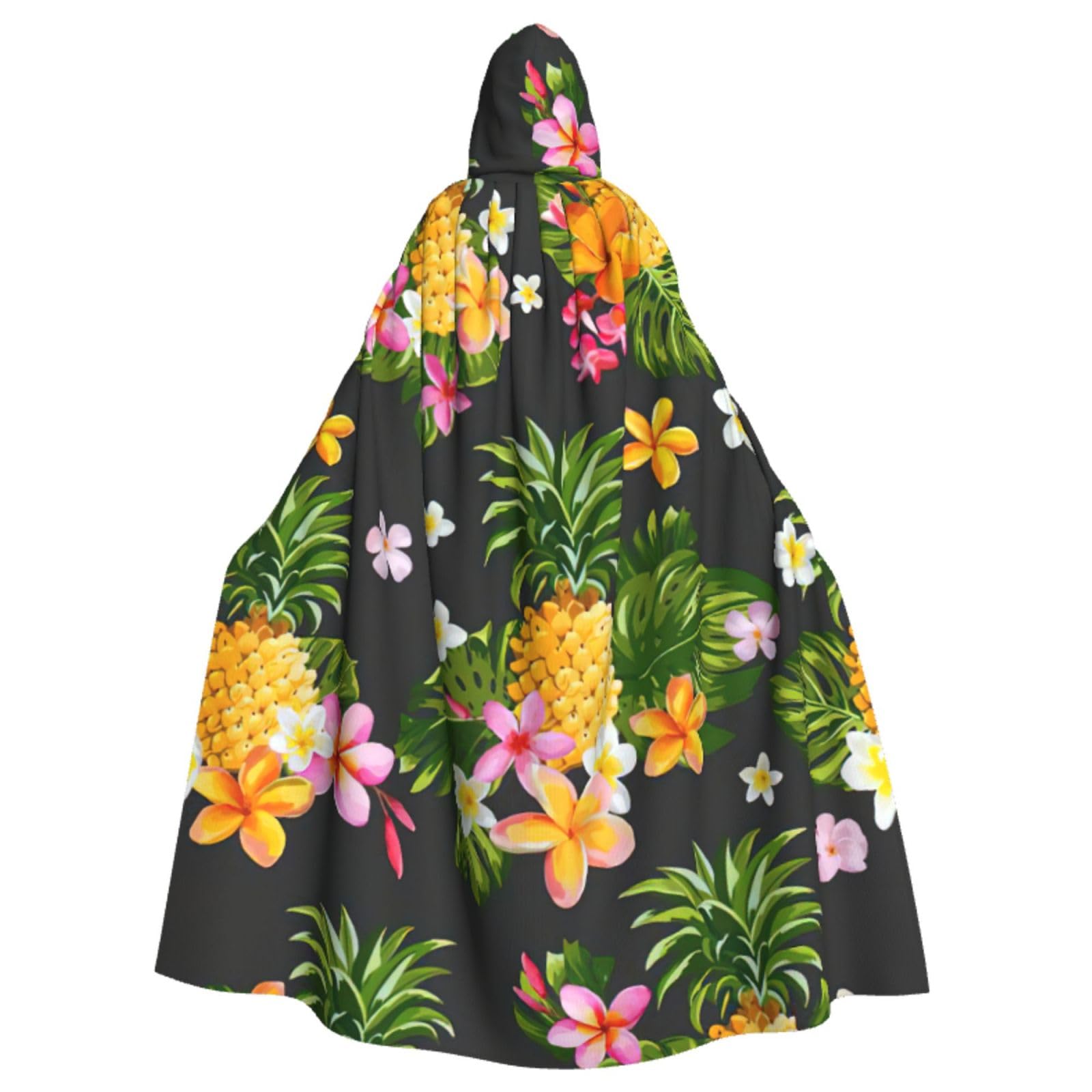 WURTON Tropischer Ananas-Hawaii-Druck, Eleganz, Kapuzenumhang für Halloween, Karneval, Mottopartys, Cosplays, Erwachsene, Unisex