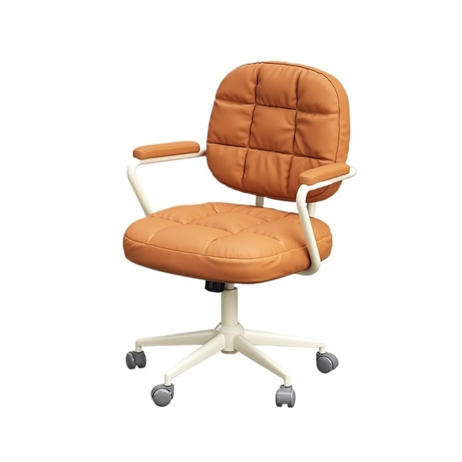 FUHAI-666 Bürostühle Bürostuhl, ergonomischer Stuhl mit Rollen, kleiner moderner Chefsessel aus Leder for Büro, Besprechungszimmer, Arbeitszimmer Schreibtischstuhl(Orange)