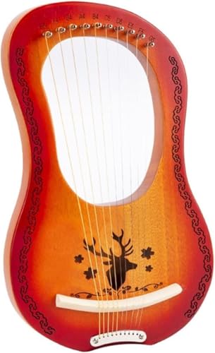 7 Saiten Harfe Instrument 10 Saiten Zither Instrument Mit Putztuch,Stimmschlüssel,Picks,Anfänger Handbuch for Lyra (Color : 10 Tone Reindeer Orange)