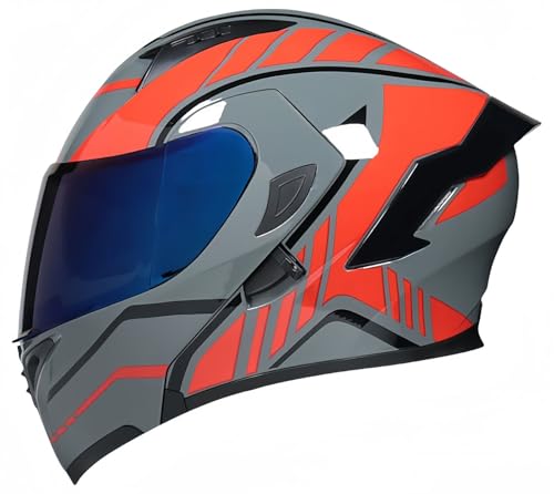 Modularer Motorradhelm, ECE-Zugelassener, Hochklappbarer Vollgesichts-Motorradhelm, Zugelassene Leichte ABS-Schale, Geeignet Für Unisex C,L56-57CM