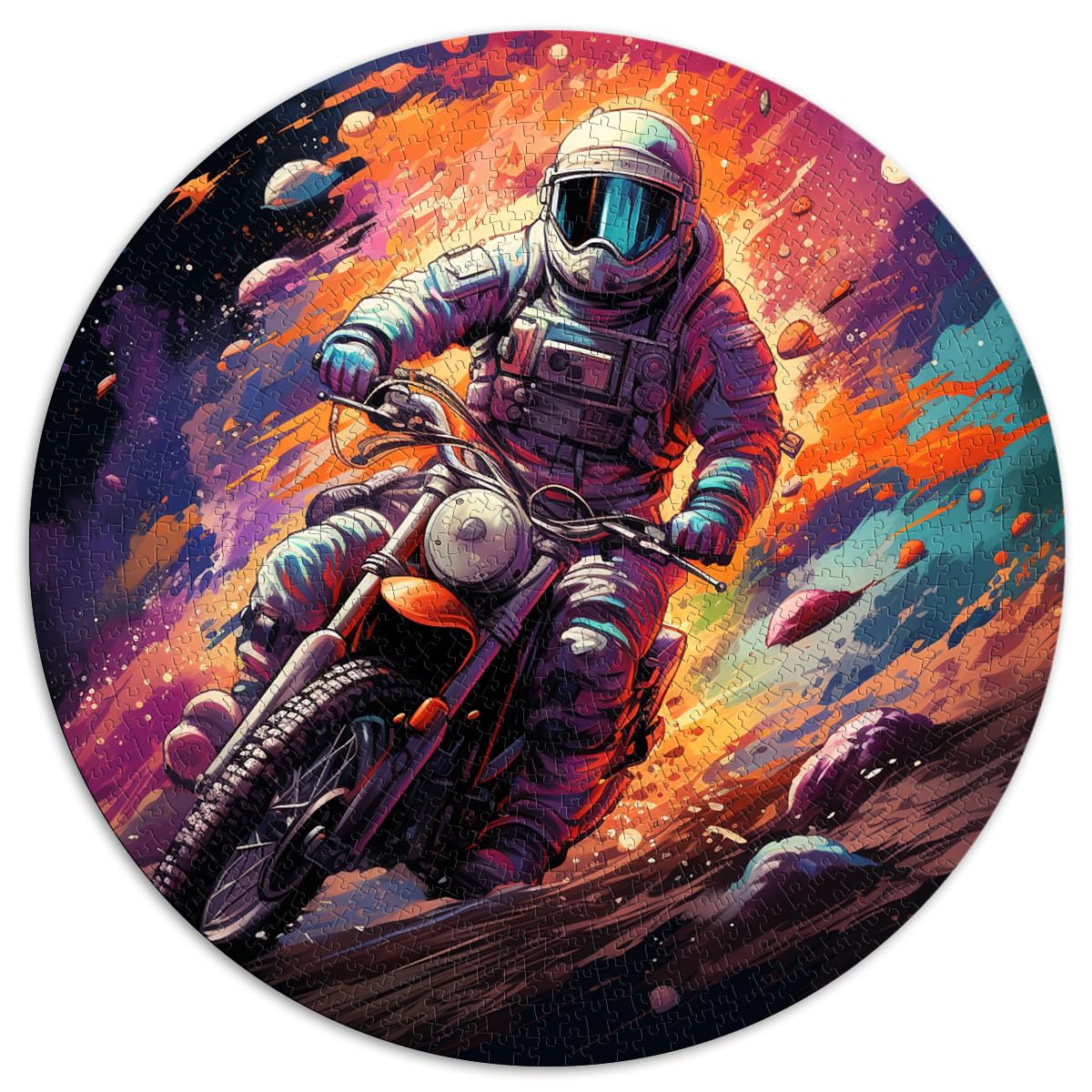 Puzzles für Moon Biker Astronaut Puzzles für Erwachsene 1000 Teile 26,5x26,5 Zoll DIY Puzzle Spielzeug Dekomprimierendes geistiges Lernspielzeug