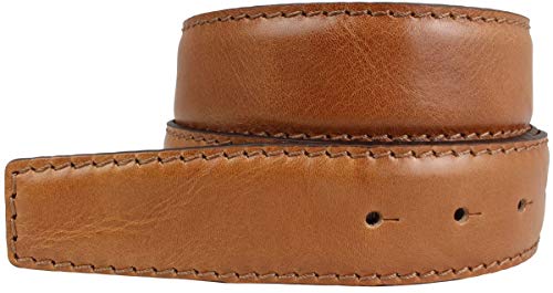 BELTINGER Gürtel aus Vollrindleder mit Naht 4 cm ohne Schnalle | Ledergürtel für Damen Herren 40mm | Bombierter Jeans-Gürtel | Cognac 100cm