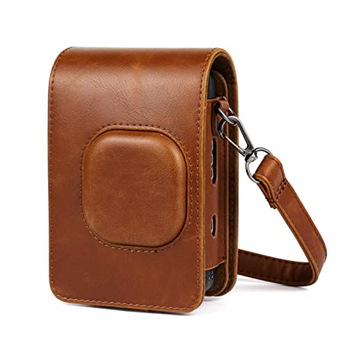 LORIER Hybrid-Instant-Film-Kamerasack Pu. Leder Retro Schwarz Braun Weiß Tragetasche Umhängetasche Fit for Fujifilm Instax Mini LiPlay Kamera Tasche (Color : Brown)