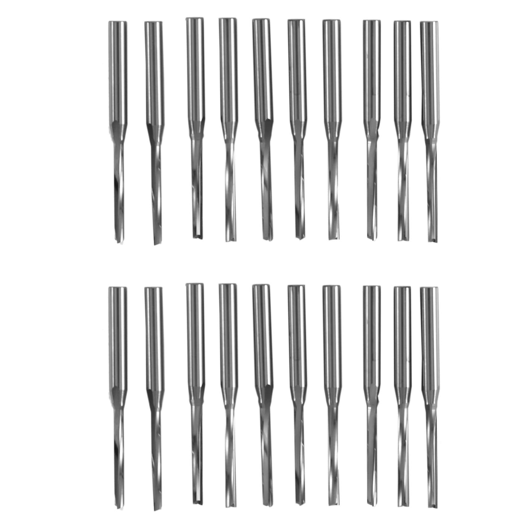 Kiudduy 20 Stücke FlöTen Gerade Schaft FräSer Gerade Slot Bit Doppel FlöTe Bits 3,175X 2X 17mm