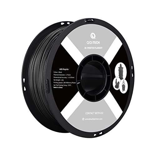 QIDI TECH ABS Filament 1.75mm, 1kg(2.2lbs) Heat Resistant Durable ABS 3D Printer Filament Fit Most FDM 3D Printers, Black