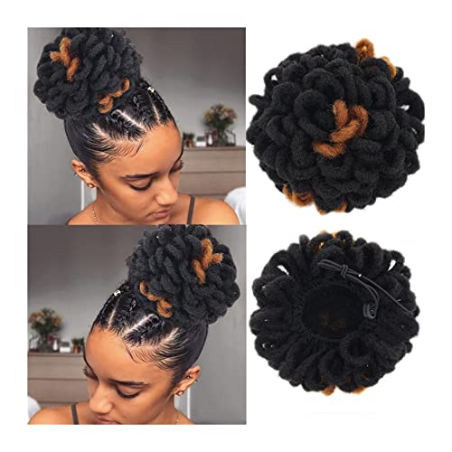 Haarknoten Synthetische Dreadlocks Dutt Afro Puff Kordelzug Pferdeschwanz Haar, Chignon Locs Zöpfe Dutt Haarteil Clip im Haar, Verlängerungen for schwarze Frauen Haarschmuck Damen (Color : 1B-27)