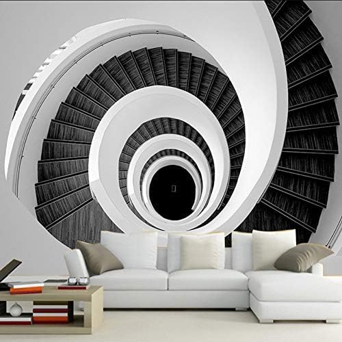 Kreative Schwarz-Weiß-Wirbel-Treppe 3D Tapeten Wanddekoration Fototapete Sofas Wohnzimmer Wandbild Schlafzimmer-400cm×280cm