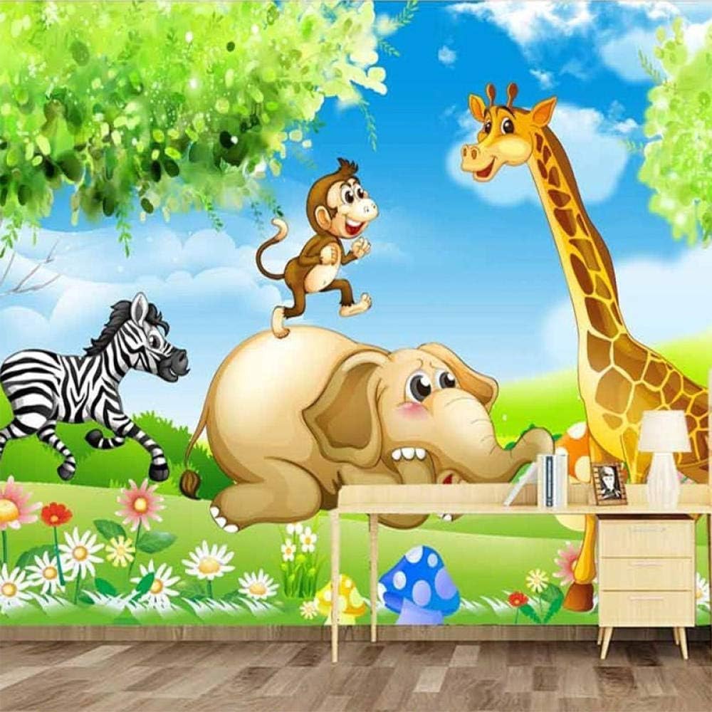 Handgezeichnete Cartoon-Tiere 3D Tapete Poster Restaurant Schlafzimmer Wohnzimmer Sofa TV Dekorative Wand-300cm×210cm