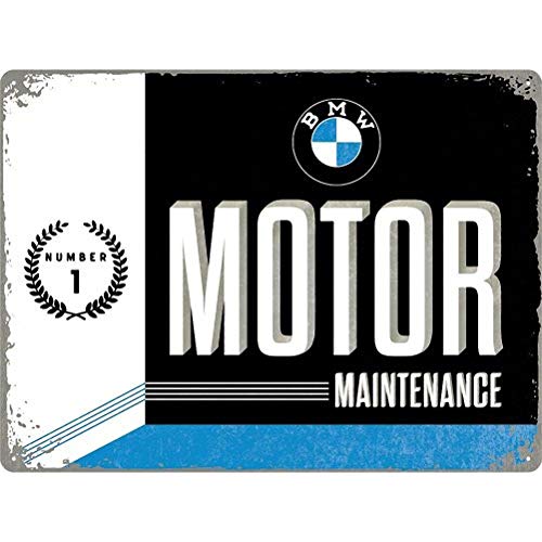 Nostalgic-Art BMW – Motor – Geschenk-Idee für Auto Zubehör Fans Retro Blechschild, aus Metall, Vintage-Design zur Dekoration, 30 x 40 cm