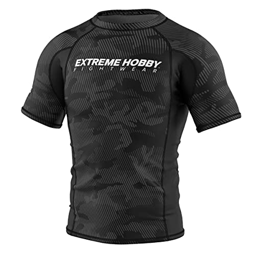 EXTREME HOBBY Kurzarm Rashguard, Herren-Sport-T-Shirt, Fitness-T-Shirt, Kompressionsshirt, Shortsleeve, Funktionsshirt Bodybuilding MMA Boxing