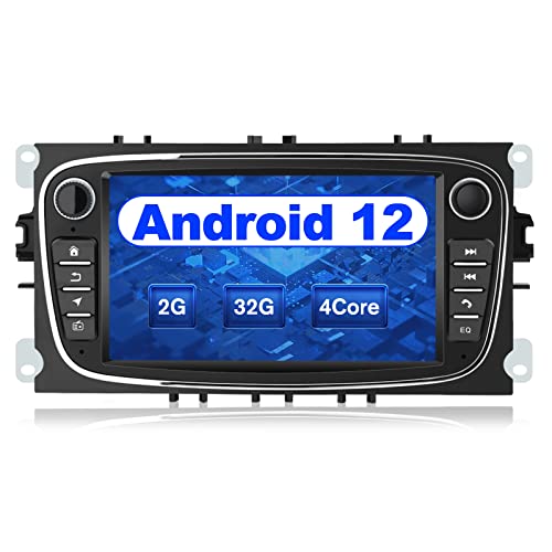 AWESAFE Android Autoradio für Ford Focus Mondeo S-Max C-Max Galaxy, Android 12 Radio mit Navi Carplay Android Auto unterstützt Lenkrad Bedienung Bluetooth Mirrorlink FM AM RDS - Schwarz