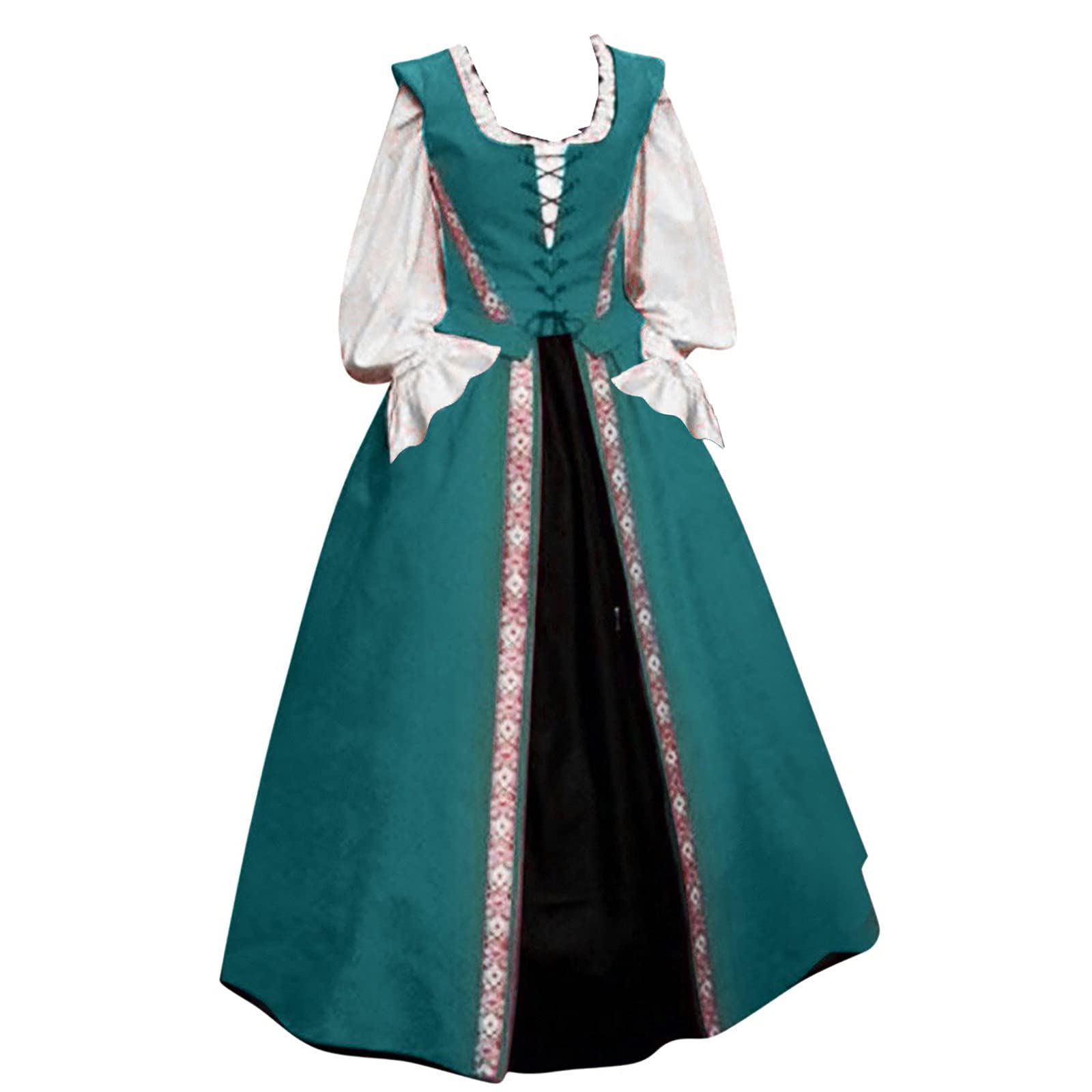 Mittelalter Gewandung Damen Renaissance Gotisch Maxikleid Karneval Halloween Party Prinzessin Kostüm Gothic Kleidung Halloween Kostüm Fasching Karneval Party Cosplay Kleid A-Line Ärmellose Kleid