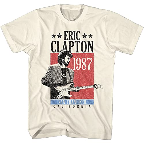 Eric Clapton Musician 1987 San Francisco Concert Erwachsene Kurzarm T-Shirts Grafik Tees, Beige, XL