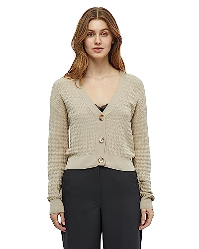 Peppercorn Damen Ona Strickjacke mit V-Ausschnitt und Langen Ärmeln, 2105 Feather Gray, M