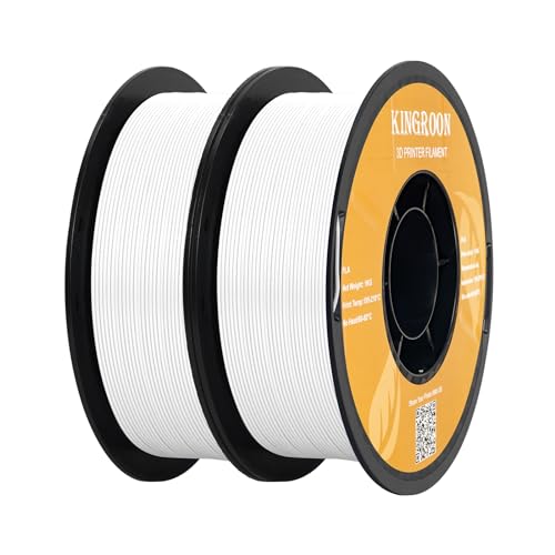 Kingroon PLA-Filament für 3D-Drucker, Maßgenauigkeit +/- 0,03 mm, 1-kg-Spule (2,2 lbs), 1,75 mm, 2 kg, Weiß+Weiß