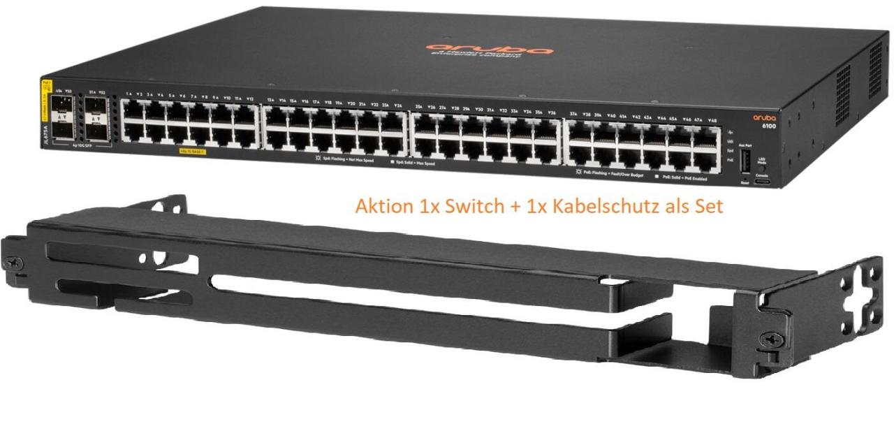 HPE Networking CX 6100 48G 4SFP+ Switch JL676A + HPE Networking X511 Kabelsch...