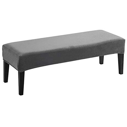 JHLD Samt Universal-Bezug Für Esszimmer-Bank, Stretch Dining Bench Cover Für Esszimmer Elastische Bezug Für Esszimmerstuhl Maschinenwaschbar Stuhlhussen Für Wohnzimmer-Dunkelgrau-Groß