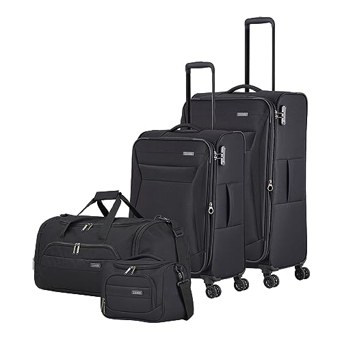 Travelite Chios - 4-Rollen-Trolley Set M/L + Reisetasche Beautycase 4.tlg. schwarz