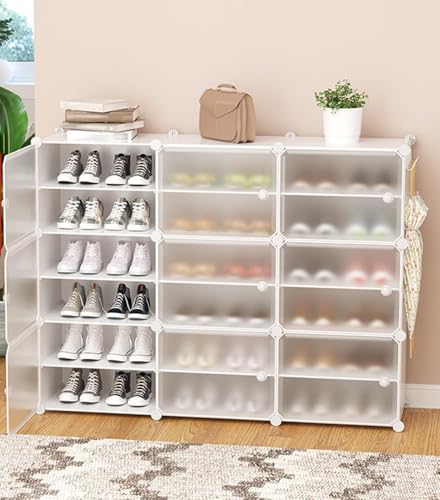 Schuhschrank-Organizer, multifunktionales modulares Würfel-Aufbewahrungs-Schuhregal mit Seitentür, für Flur, Schlafzimmer, Eingangsbereich, Wohnzimmer für alle Arten von Schuhen, abnehmbare