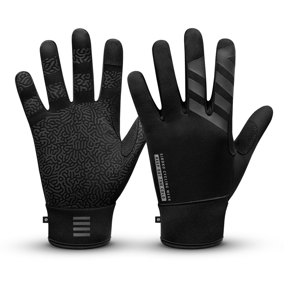 SIROKO Vestkapp Winter-Fahrradhandschuhe, für Herren und Damen, Schwarz