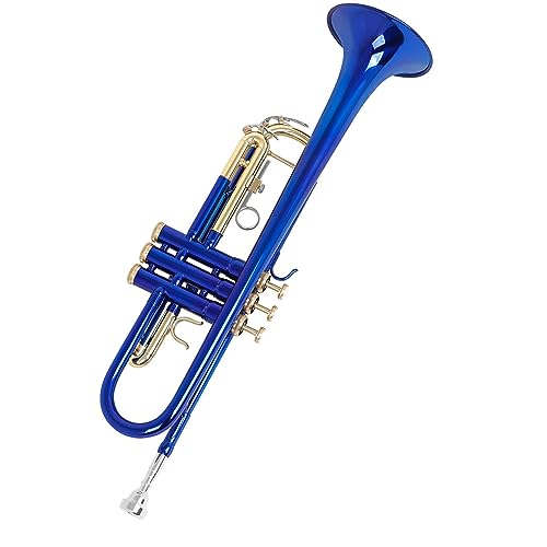 Blechblasinstrumente Trompete Blechblasinstrument Trompete Unten B-Stimmung Messingkorpus Goldschlüssel Anfänger Spielen Trompete (Color : Blue)