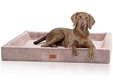 Knuffelwuff orthopädisches Hundebett aus Cord mit Handwebcharakter Santiago M-L 85 x 65cm Rosa - abnehmbarer Bezug - waschbar - für große, mittelgroße und kleine Hunde