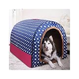 Hundehütte für den Innenbereich, großes Jumbo-Hundebett mit Dach, mittelgroßes Hundehaus, orthopädisches Kissen, gemütlich, bequem, beruhigend, aus Korbgeflecht, warm, beheizt, XXL, Hundehütte,