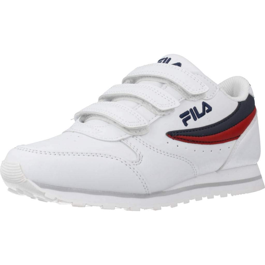 FILA Mädchen Orbit Velcro Low Kids Gymnastikschuh, White Dress Blues, 28 EU