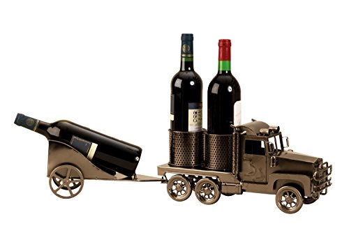 Mel-O-Design Stylischer Weinflaschenhalter"Truck mit Anhänger" Länge 66 cm Höhe 19 cm Deko