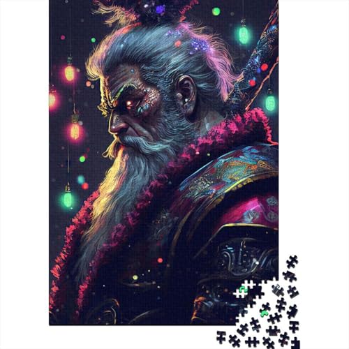 Punk Santa Holzpuzzle für Erwachsene Puzzles 1000 Teile für Erwachsene Schwierige Puzzles Großes Holzpuzzle für Erwachsene 75x50cm