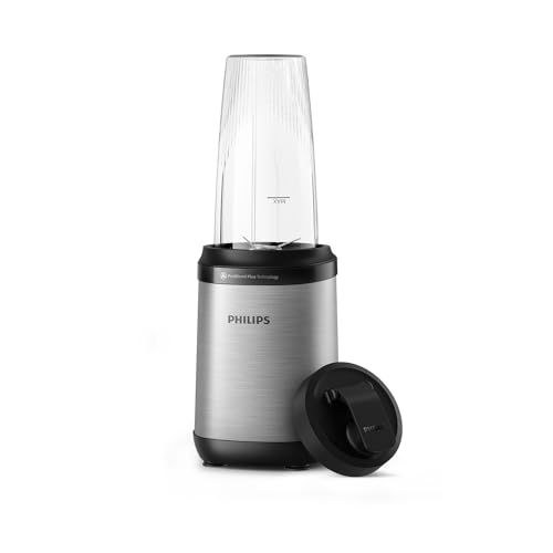 Philips Blender 5000 Serie, Personal Blender, Spülmaschinenfest, ProBlend Plus Technologie, Tritan 700ml Becher, NutriU Recipe App, Silber/Metall (HR2764/00)