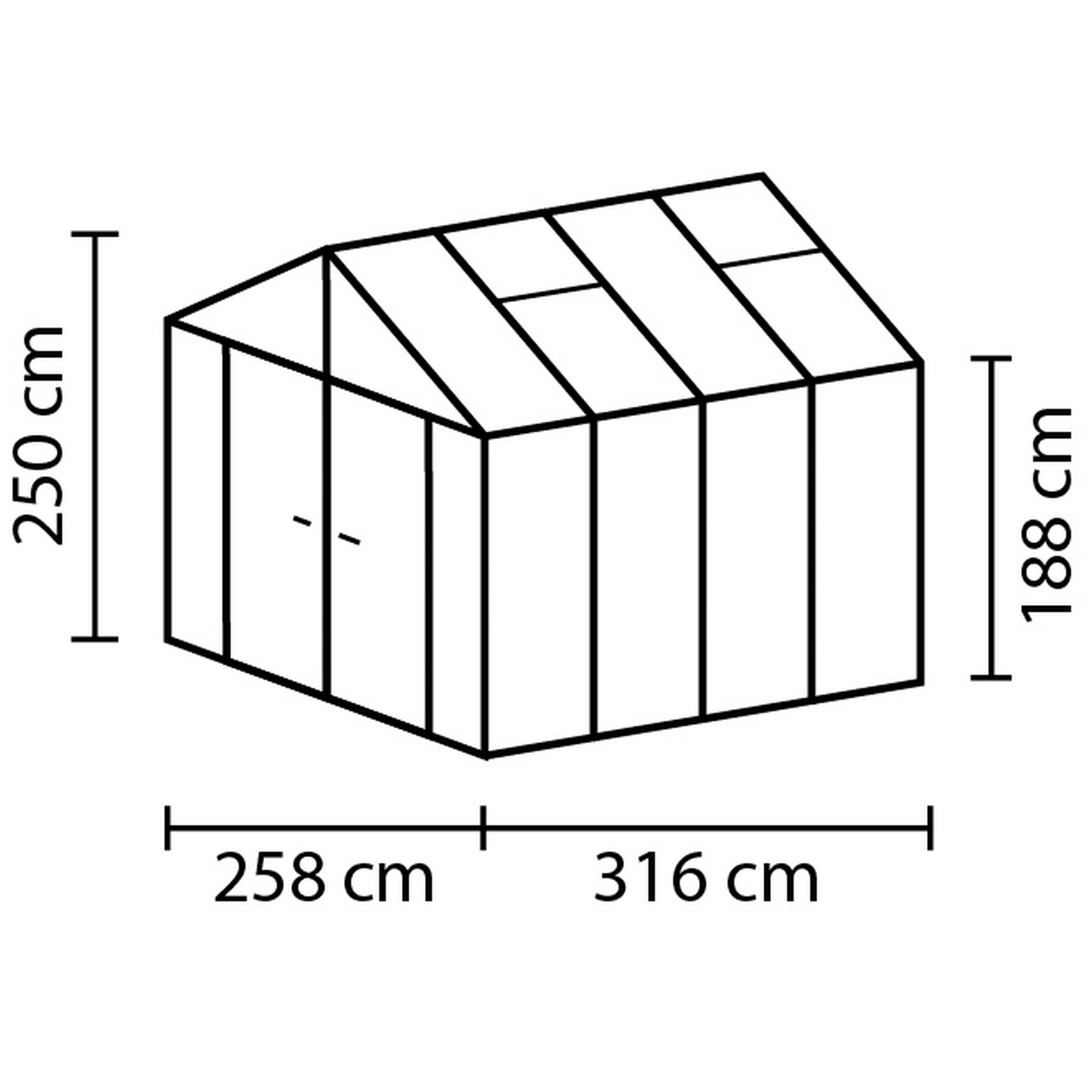 Vitavia Gewächshaus 'Zeus Comfort 8100' 8,1 m² 266,2 x 324,2 cm 3 mm Sicherheitsglas/10 mm Hohlkammerplatten aluminiumfarben 3