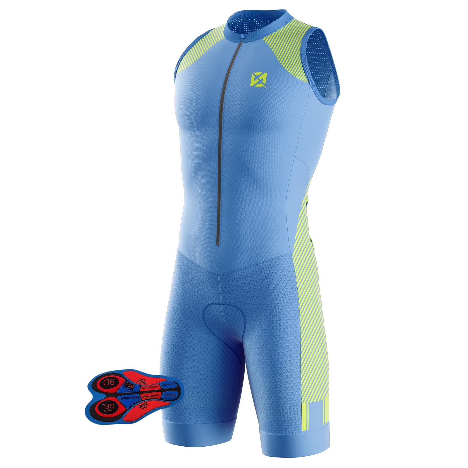 Triathlon Anzug Herren Herren Radsportanzug gepolstert einteilig Trisuit Bike Top Short Trisuit Einteiler für WettkampfGeeignet zum Laufen, Radfahren, Schwimmen. (TYP-1,XL)